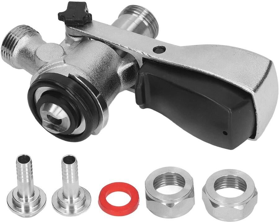 Dailygoods- Biervatkoppeling D-Type Roestvrij Staal Messing Tapdispenser Thuisbrouwapparatuur Schokbestendig Duurzaam Inclusief accessoires Tapconnector