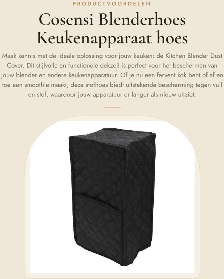 Inovra- Blenderhoes Zachte Stof Blender Beugel Stofhoes Keukenapparaat Bescherming Opvouwbaar 23x18x42cm Keukenapparaathoes