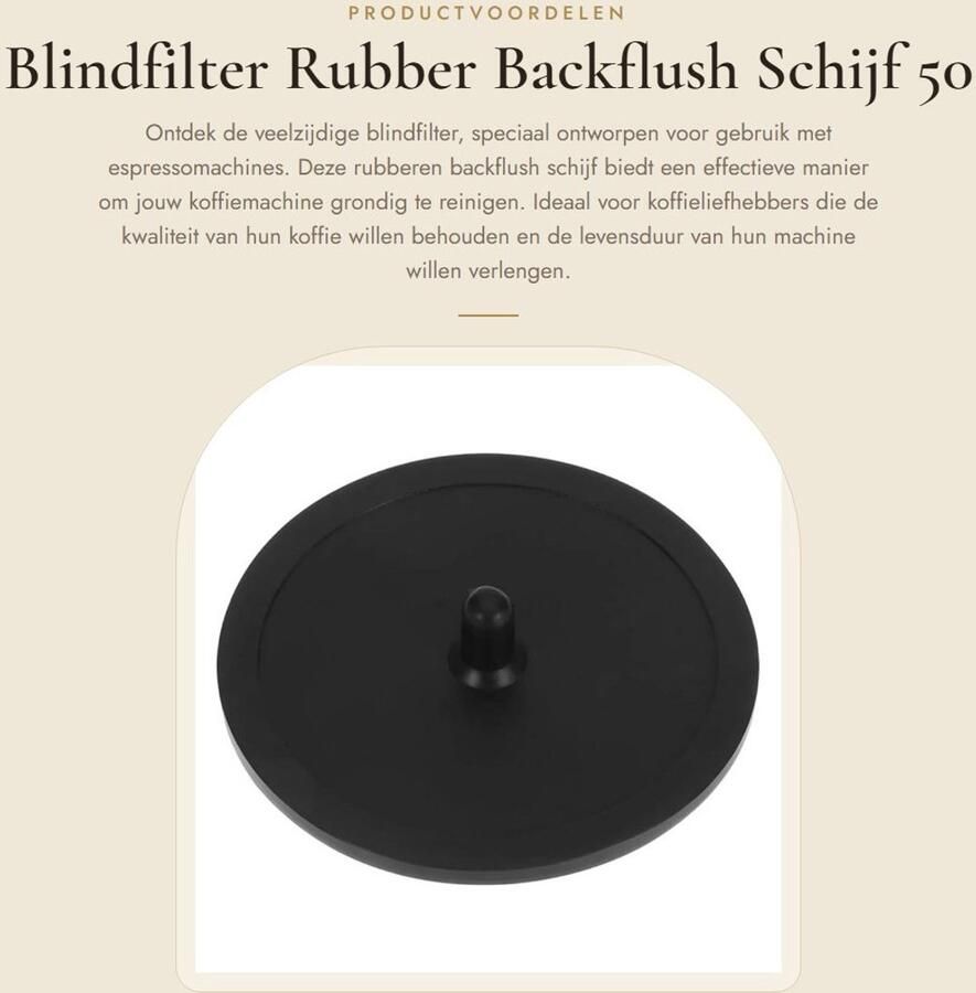 Dailygoods- Blindfilter Rubber 50 x 2 mm Backflush Schijf Koffiezetapparaat Reinigingspoeder Schone Koffiemachine Koffiefilter