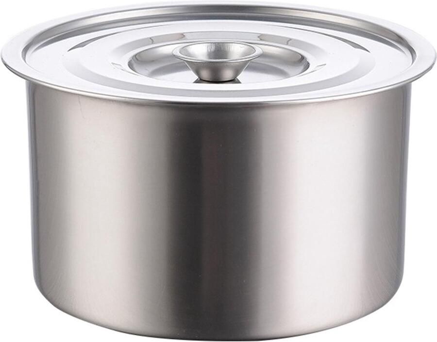 Omgoods- Bouillonpot Roestvrij staal Stockpot met deksel Soeppot Multifunctioneel Kookpot Eieren kloppen 16 cm