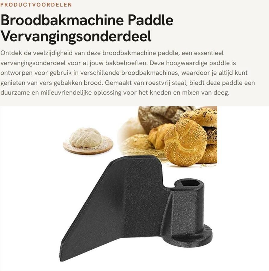 Dailygoods- Broodbakmachine Paddle Vervangingsonderdeel Roestvrij Staal Duurzaam Universeel Mixen Kneden Broodmes