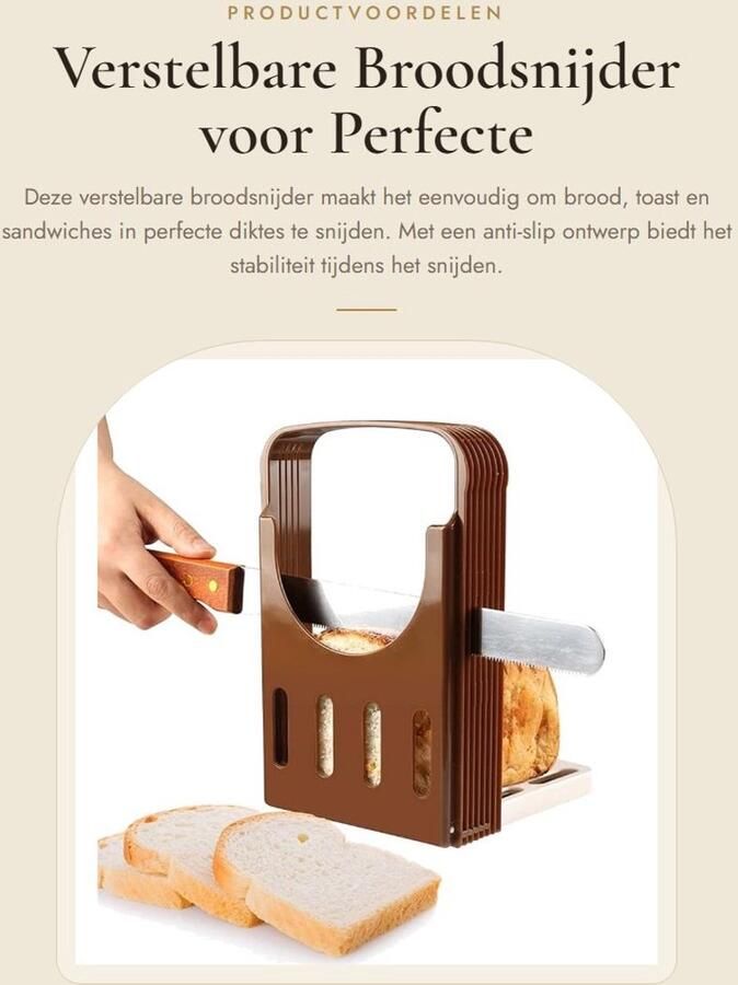 Dailygoods- Broodsnijder Opvouwbaar ontwerp Antislip basis Verstelbaar voor verschillende diktes Multifunctioneel Hoogwaardig ABS materiaal Broodsnijmachine