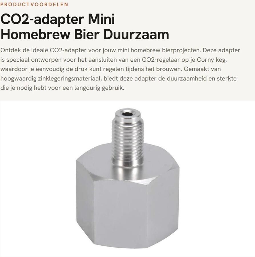 Dailygoods CO2-adapter Mini Homebrew Bier Duurzaam en sterk Zilver Handmatig Voor Corny Kegs Geschikt voor bierbereiding