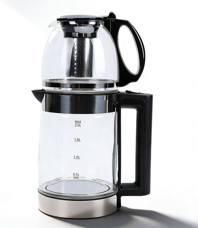 Dailygoods Cosensi Dailygoods Elektrische Waterkoker met Thee-ei en Dubbele Pot