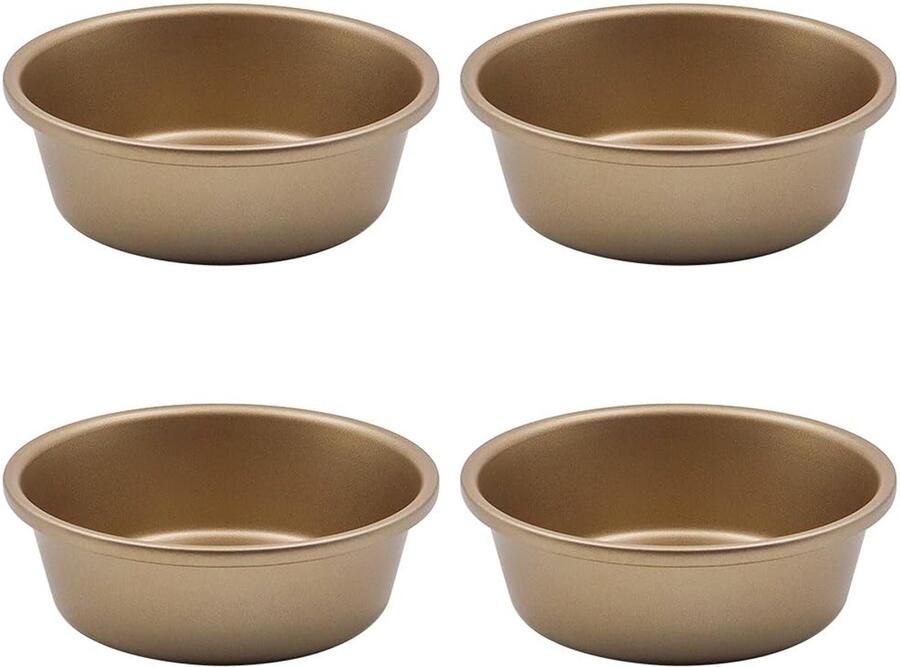 Dailygoods Dailygoody Luchtfriteuse eiervormen Mini ronde bakplaat 4-delig Food Grade koolstofstaal Vaatwasserbestendig Geschikt voor airfryer 4 ko