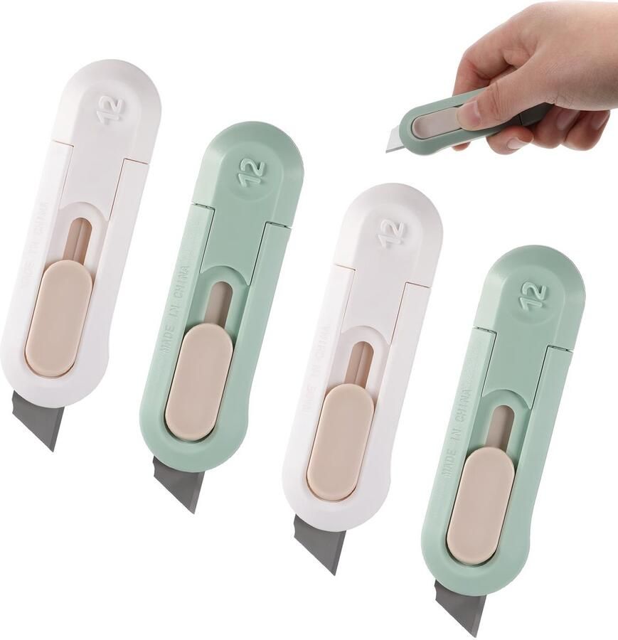 Dailygoods Dailygoody Mini Box Cutter Multifunctioneel Compact en lichtgewicht Geschikt voor papier en verpakkingen Handig voor kantoor en thuis 4 st