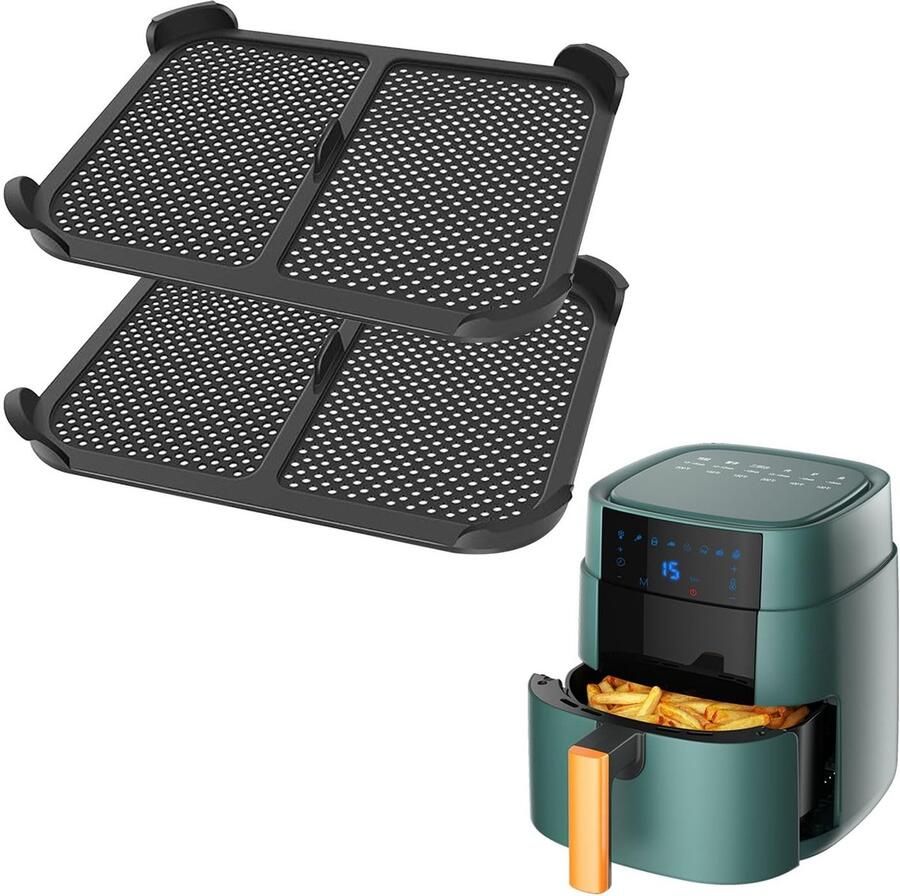 Dailygoody Silicone Splash Guard Effectieve Vetspatbeschermer Geschikt voor Air Fryer Set van 2 Herbruikbare Accessoires Perfecte Pasvorm