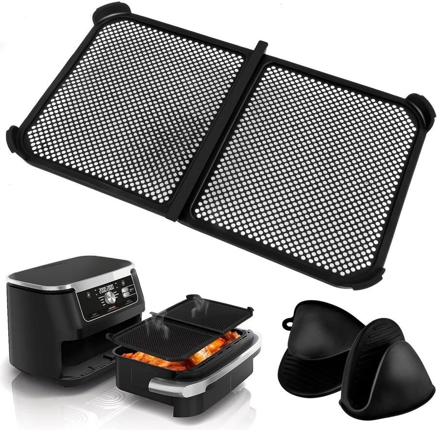 Dailygoods- Spatbescherming Herbruikbaar Accessoire voor Heteluchtfriteuse Siliconenvorm voor Ninja 10 4 L Geschikt voor Ninja Foodi Flexdrawer Duurzaam en makkelijk schoon te maken Luchtfriteuse