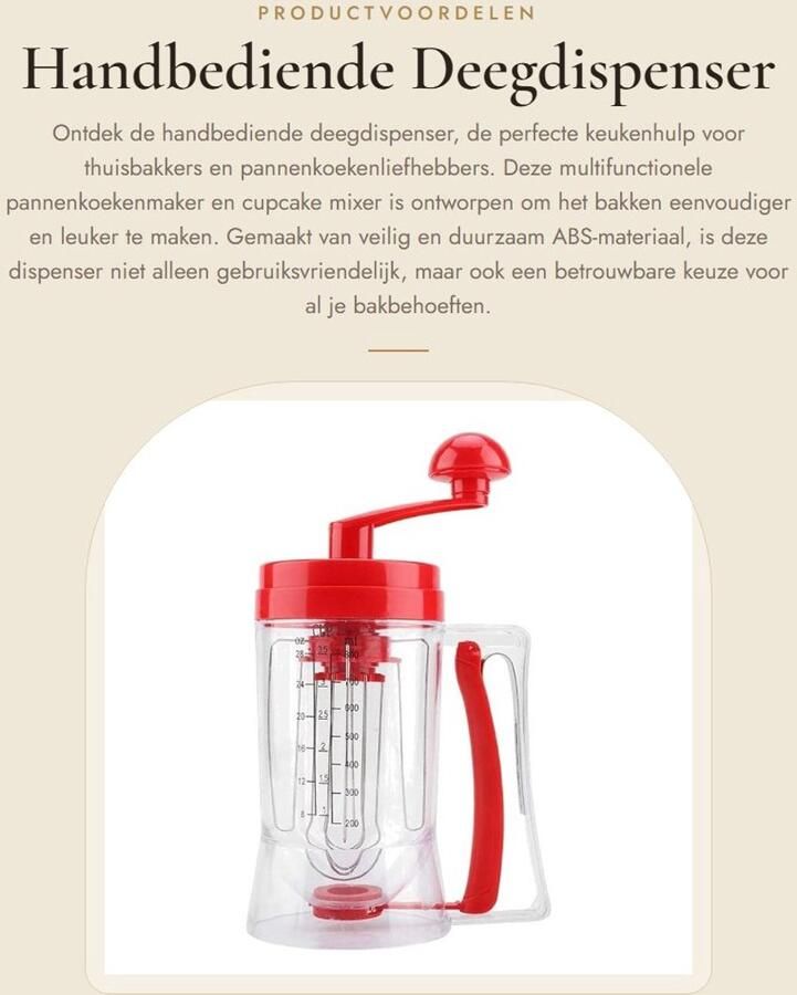 Dailygoods- Deegdispenser Handbediend Pannenkoekenmaker Bakgereedschap Weegschaal ABS-materiaal Eenvoudig schoon te maken Beslagdispenser