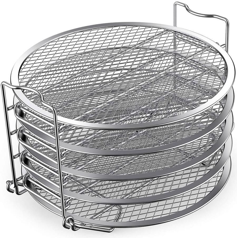 Dailygoods- Dehydrator Hoogwaardig RVS Stoomboot Rack Air Fryer Accessoires Stapelbaar 5 Niveaus Vaatwasmachinebestendig Glad en veilig gebruik Voedseldehydrator