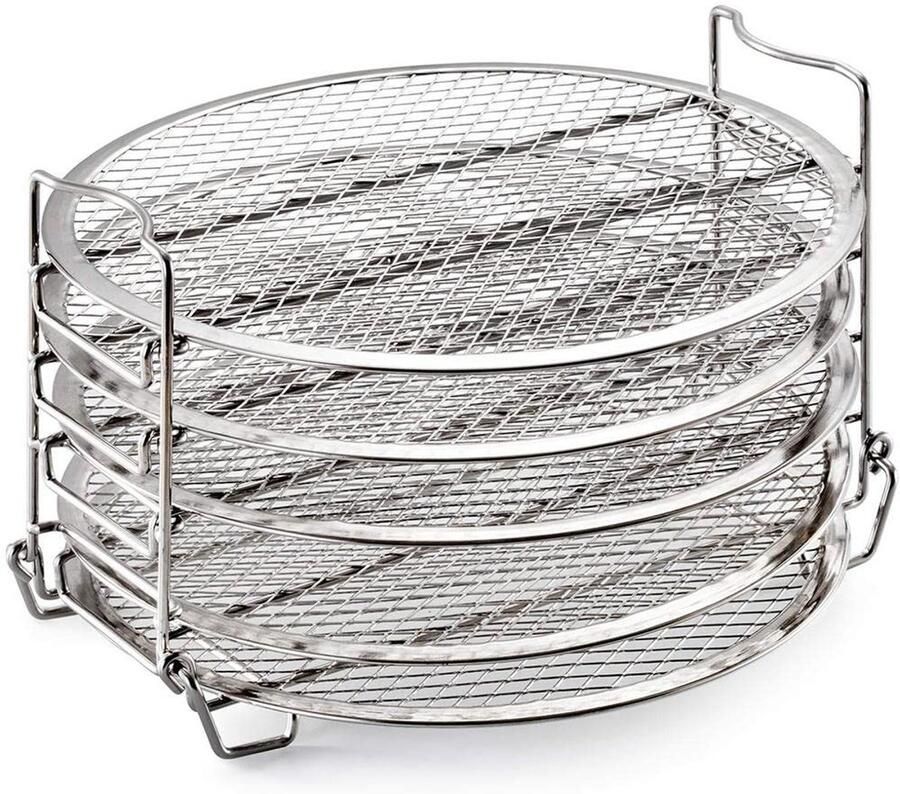 Dailygoods- Dehydrator Rack 304 Roestvrij Staal Stapelbaar Grill Stand Compatibel met Ninja Foodi Eenvoudige Installatie Vijf Lagen Voedseldehydrator