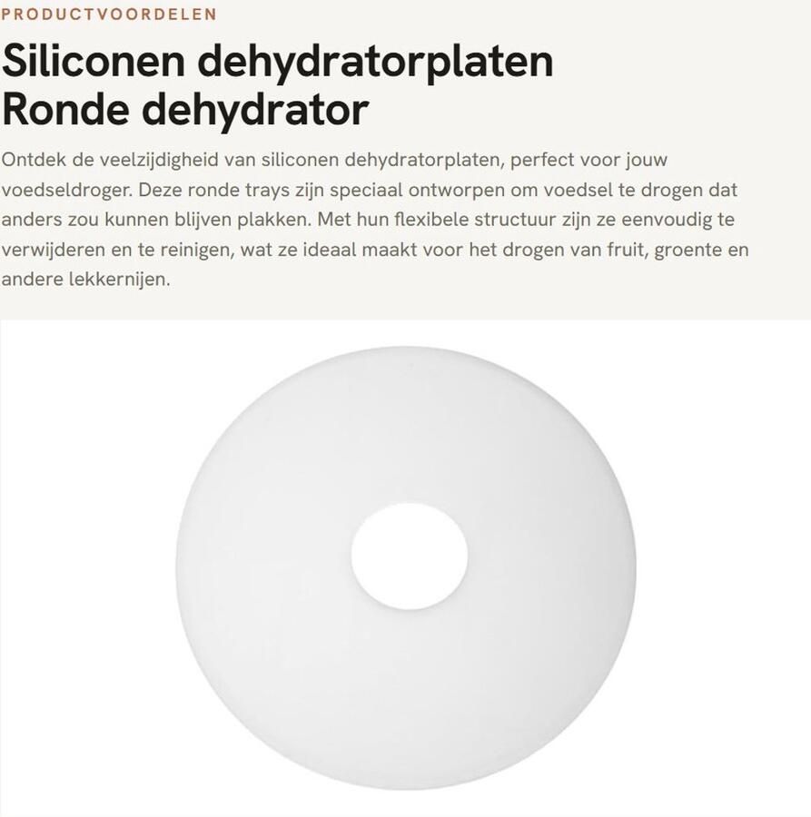 Dailygoods- Dehydratorplaten Antiaanbaklaag Ronde Siliconen Platen Flexibel en Herbruikbaar Geschikt voor Voedsel Ideaal voor Drogen van Fruit Dehydratoraccessoires