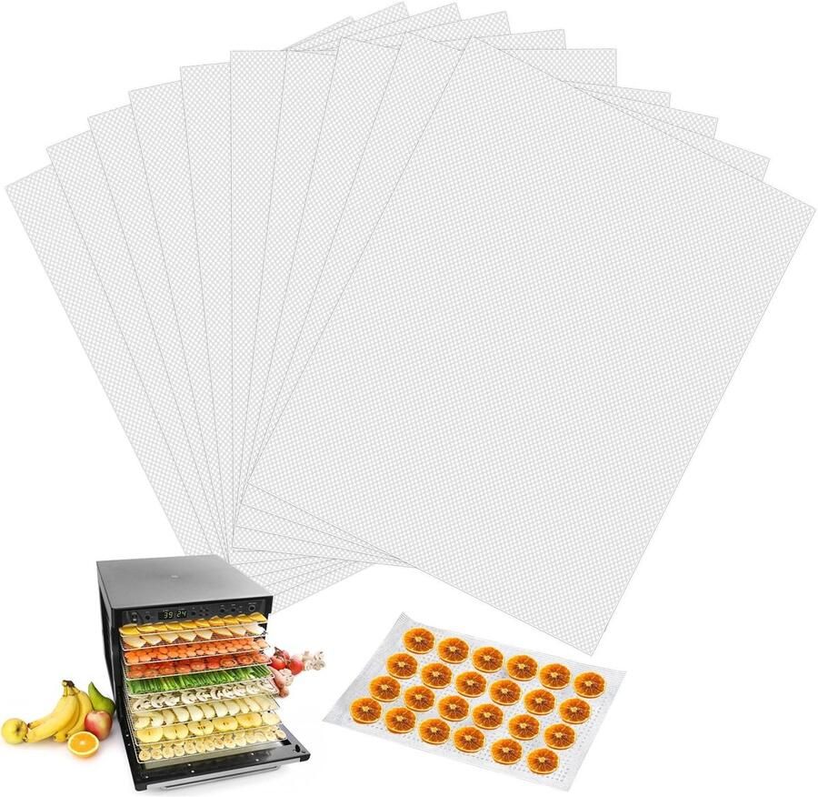 Dailygoods- Droogfolie 10-delig Herbruikbaar Siliconen Anti-aanbak 35 x 30 cm Dehydratorbladeren voor droogautomaat Dehydratorbladen