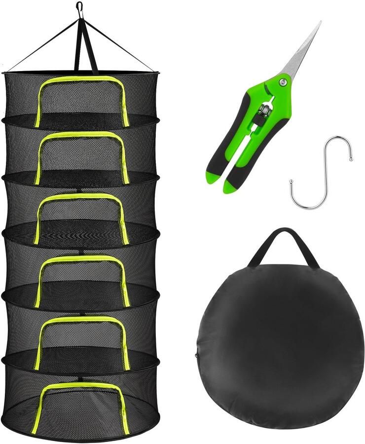 Dailygoods- Droognet 6-laags 60 cm Opvouwbaar Kruiden Drogen Gedroogde Bloemen Vlees Vis Ideaal voor Thuisgebruik Kruidendroogrek