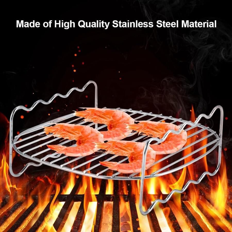 Dailygoods- Dubbellaags Rek Roestvrijstalen Bakplaat Grillrek Spiesjeshouder Vaatwasmachinebestendig Hoogwaardig en Duurzaam