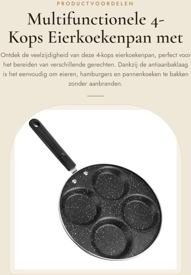 Dailygoods- Eierkoekenpan 4-kops Antiaanbaklaag Aluminium 24 5 cm Multifunctionele Pan Geschikt voor Gas Elektrisch Fornuis Koekenpan