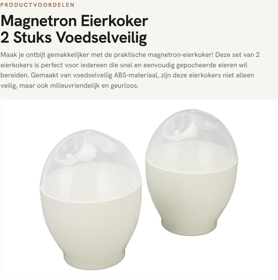 Dailygoods- Eierkoker Magnetron 2 Stuks Voedselveilig ABS Antiaanbaklaag Eieren Koken 9 2 cm Hoogte Gezond en Veilig Ei Kooker
