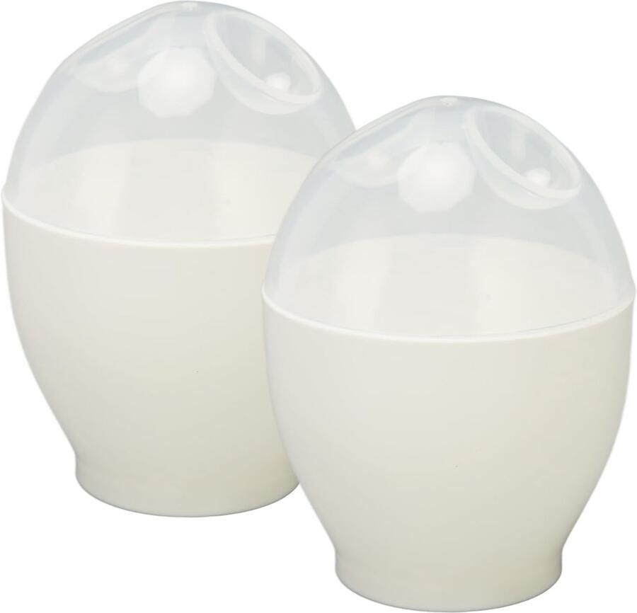 Dailygoods- Eierkoker Magnetron Set van 2 Eierkookbekers Duurzaam ABS Eieren Koken Voedingskwaliteit Gemakkelijk Schoon te Maken Eierkookbeker