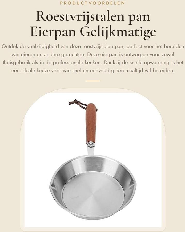 Dailygoods- Eierpan 16 cm Roestvrij staal Inductie geschikt Gelijkmatige verwarming Snel opwarmen Makkelijk te reinigen Koekenpan