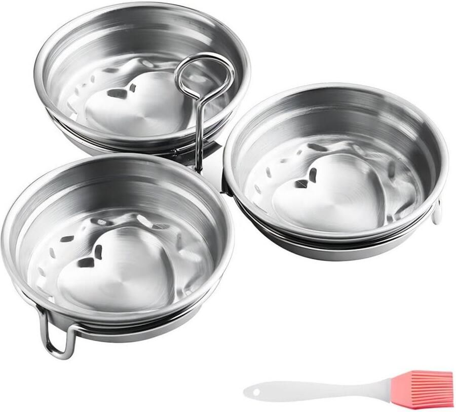 Dailygoods- Eierstroper 304 Roestvrij Staal Gekookte Eieren Maker Antiaanbak 3 Kops Eiergereedschap Gemakkelijk Schoon te Maken Eierkoker