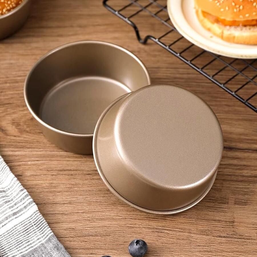 Dailygoods- Eiervormen 4-delig Bakvorm Rond Bakvorm Airfryer Mini Cakevorm Gemaakt van Koolstofstaal Antiaanbaklaag
