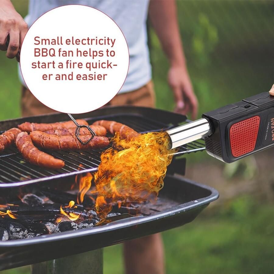 Dailygoods Elektrische Ventilator BBQ-ventilator Draagbaar en Lichtgewicht Grootte #3 Luchtblower voor Grill en Camping Geschikt voor Binn