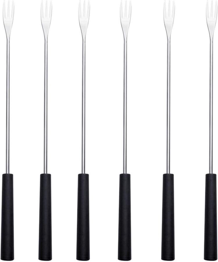 Dailygoods- Fonduevorken Set van 6 Roestvrij Staal Hittebestendige Handgreep Herbruikbaar 24 cm Duurzaam en Corrosiebestendig Fondue Set