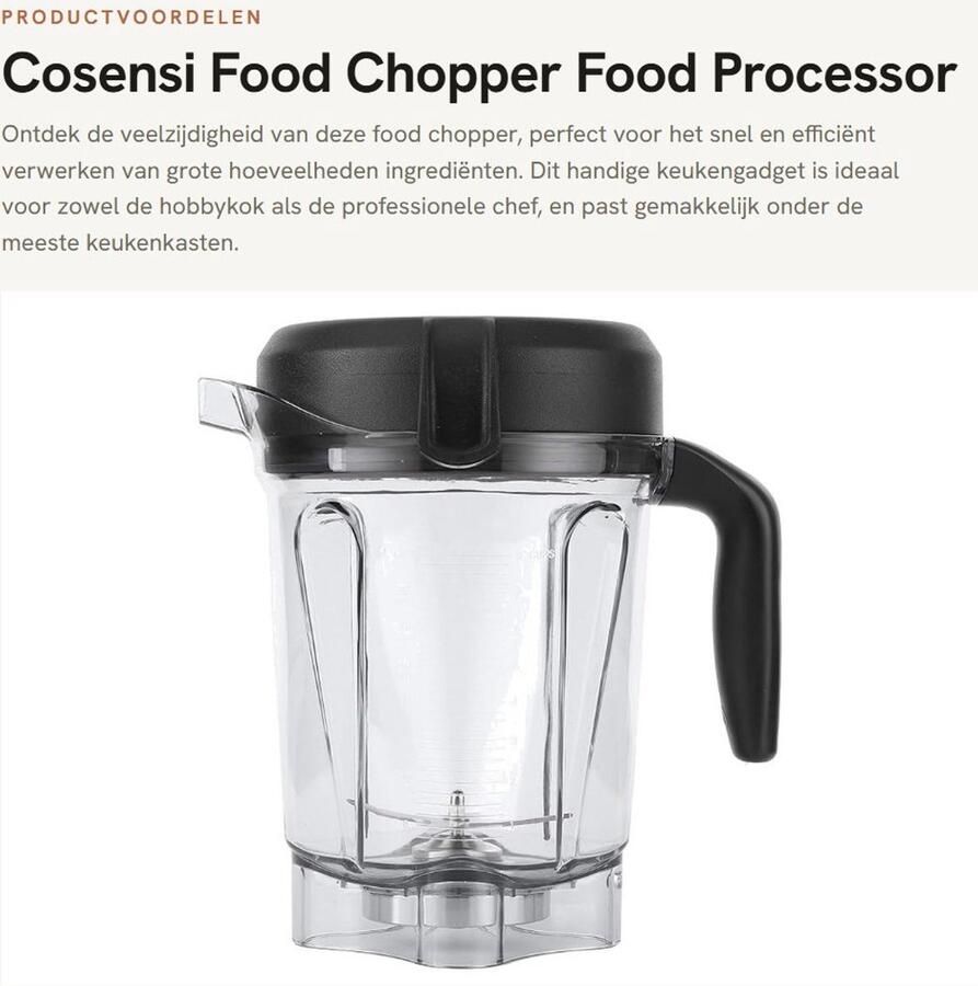 Dailygoods- Food Chopper Lichtgewicht Ontwerp Vervangende Accessoires 64oz Container Antislip Handgreep BPA-vrij Geschikt voor G-serie Blenderkom