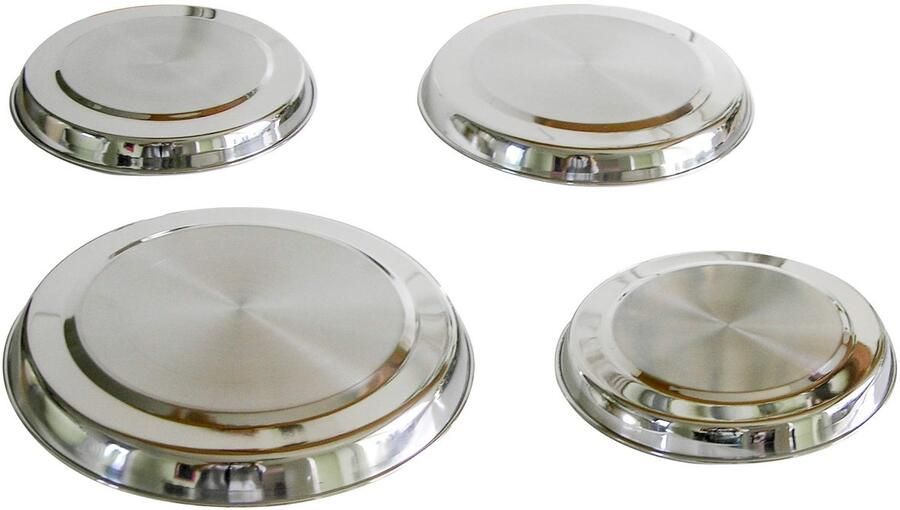 Dailygoods- Fornuisafdekplaten optimale bescherming Roestvrij staal Kookplaat bescherming 4 stuks Zilver Diameter 20 16 cm Kookplaatbescherming
