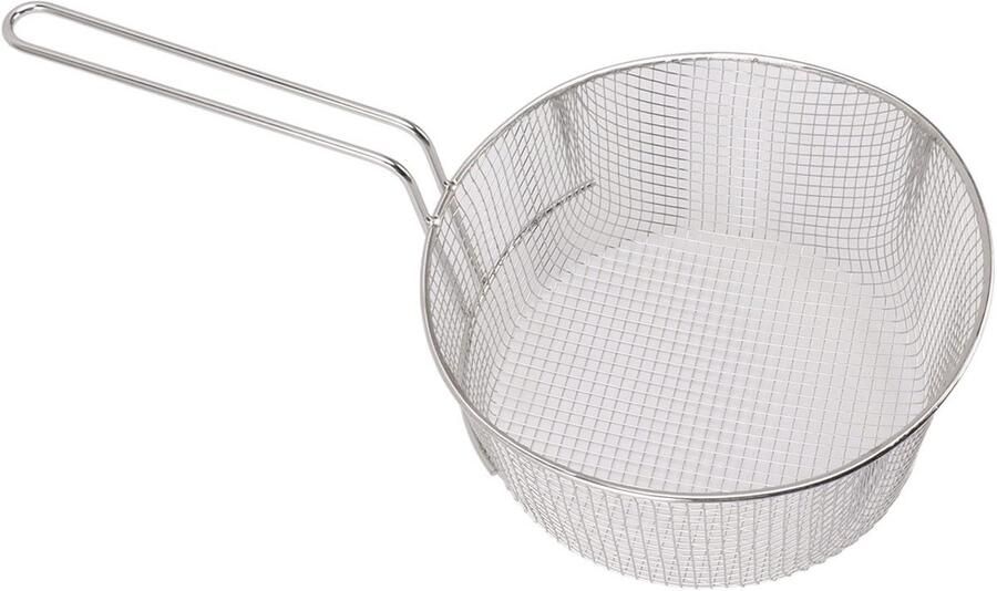 Dailygoods- Frituurmand Robuust Frituurmandje voor Frituurpan Frituurzeef Rond Roestvrij Staal 23 cm