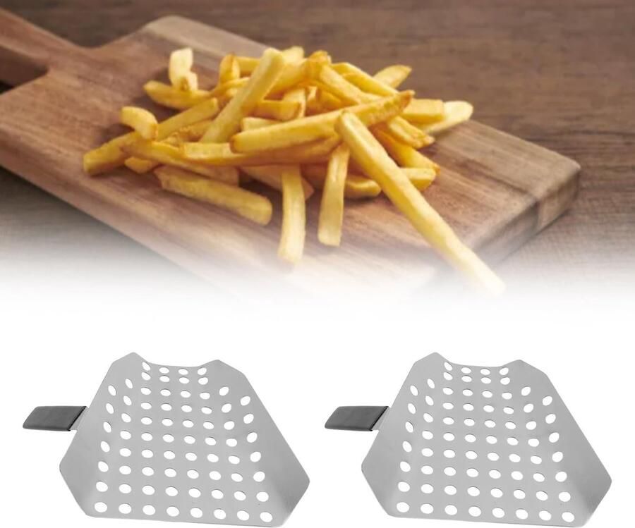 Dailygoods- Frituurschep 2-pack Roestvrij staal Enkele handgreep Ideaal voor friet popcorn Met gaten Duurzaam ontwerp Schep - Foto 4