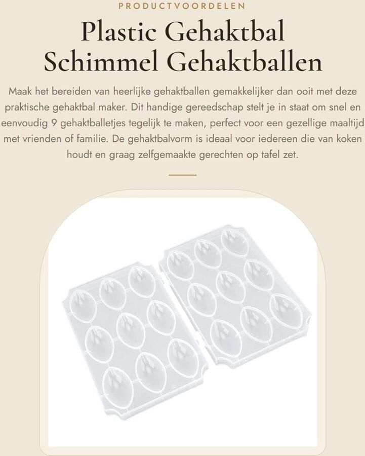 Dailygoods- Gehaktbal Schimmel 9 Grids Gevulde Vleesballen Maker Eenvoudig Gereedschap Keuken Gadget Tijd Besparend Makkelijk te Maken Gehaktballenmaker
