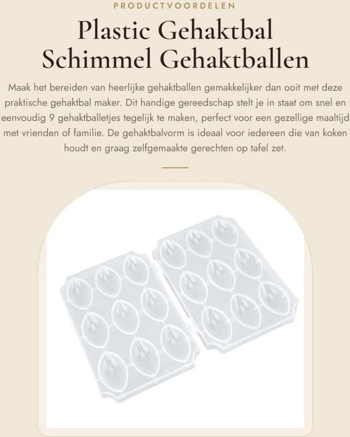 Dailygoods- Gehaktbal Schimmel 9 Grids Gevulde Vleesballen Maker Eenvoudig Gereedschap Keuken Gadget Tijd Besparend Makkelijk te Maken Gehaktballenmaker