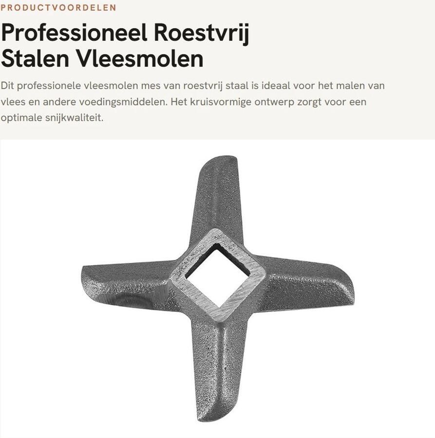 Dailygoods- Gehaktmolen Mes Professioneel Vleesmolen Mes Kruisvormig Ontwerp Roestvrij Staal Reserveonderdeel Geschikt voor Slijpmachines