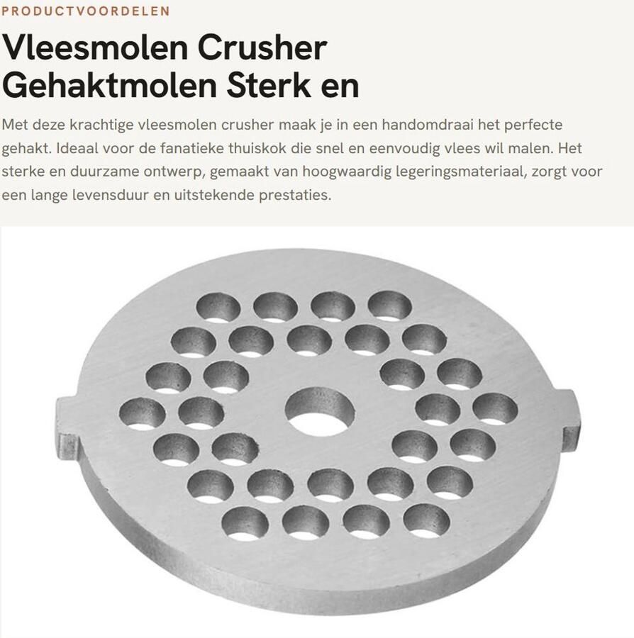 Dailygoods- Gehaktmolen Sterk en Scherp Vleesmolen Legering 5 7mm Gat Veilig en Duurzaam Eenvoudig te Reinigen