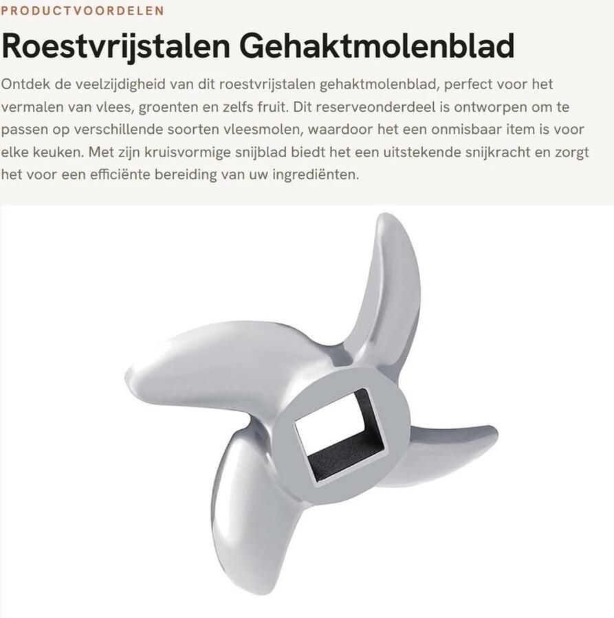 Dailygoods- Gehaktmolenblad Roestvrij Staal Kruisvormig Snijblad Vervangend Onderdeel Geschikt voor Vlees en Groenten Duurzaam en Stevig Eenvoudige Montage Vleesmolenmes