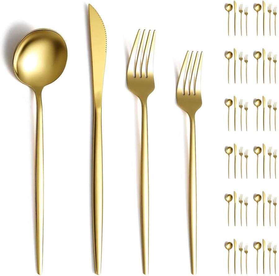 Dailygoods Gouden Bestekset 48-Delig Service voor 12 Personen