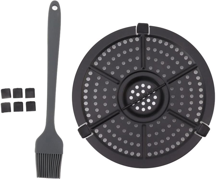 Dailygoods- Grillpan Vervanging Roestvrij Staal 16x16cm Vaatwasserbestendig Inclusief Olie Borstel Lichtgewicht 110g Frituurpan