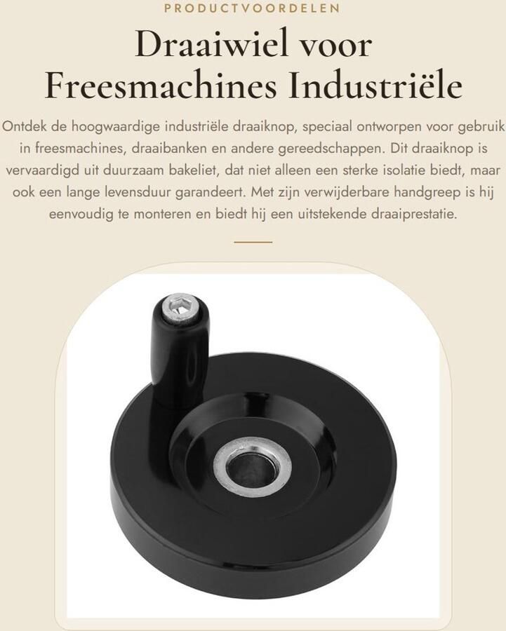 Dailygoods- Handwiel 10x63mm Verstelbaar Handwiel Removable Handvat Bakeliet Industrieel Gebruik Schokbestendig Bedieningswiel