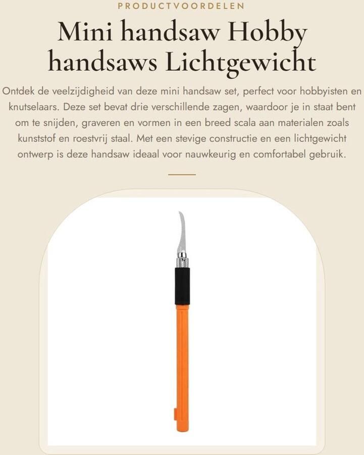 Dailygoods- Handzaag Hoog Slijtvast Staal Mini Handzaag Hobby Scheerapparaat Antislip Rubberen Ring 3 Messen Set Totale Lengte 15 cm Modelzaag