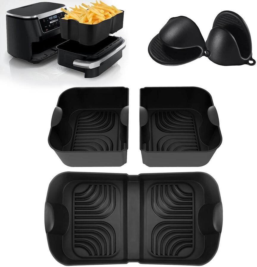Dailygoods Heteluchtfriteuse Accessoireset voor Ninja Foodi 10 4L Verbeterde Siliconen Inzetstukken