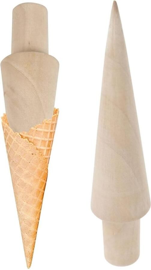 Dailygoods- IJshoornvormer 2 Stuks Wafelvormer Houten Hoornvormer Kegelvormer Voor IJshoorntjes Duurzaam Hout Wafelvorm
