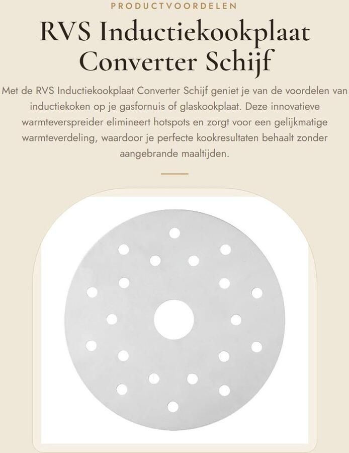 Dailygoods- Inductiekookplaat Adapter Roestvrij Staal Warmteverspreider Geschikt voor Gasfornuis Duurzaam 6 5 inch