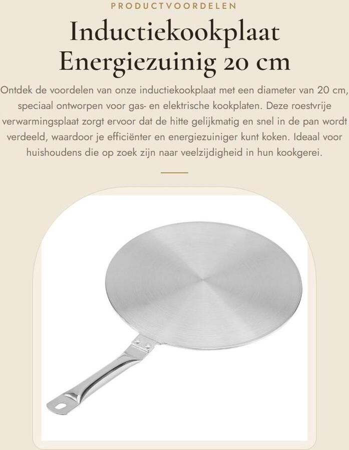Dailygoods Inductiekookplaat Energiezuinig 20 cm Kookgerei Geschikt voor gas en elektrisch Rond