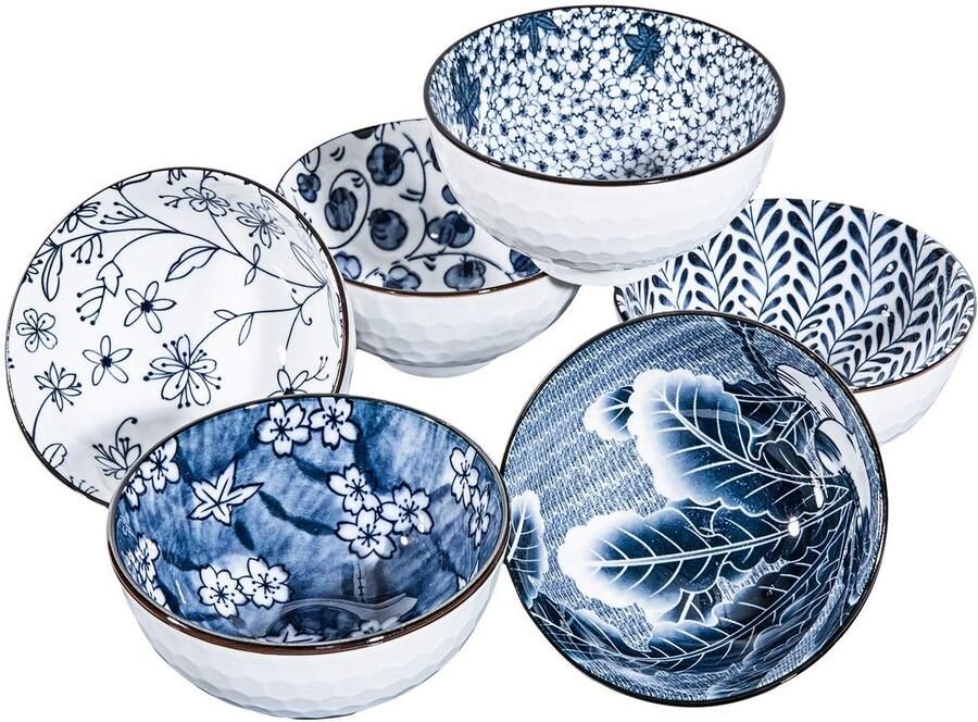 Dailygoods Japanse Keramische Rijstkommen Set van 6 Magnetron Veilig - Foto 2