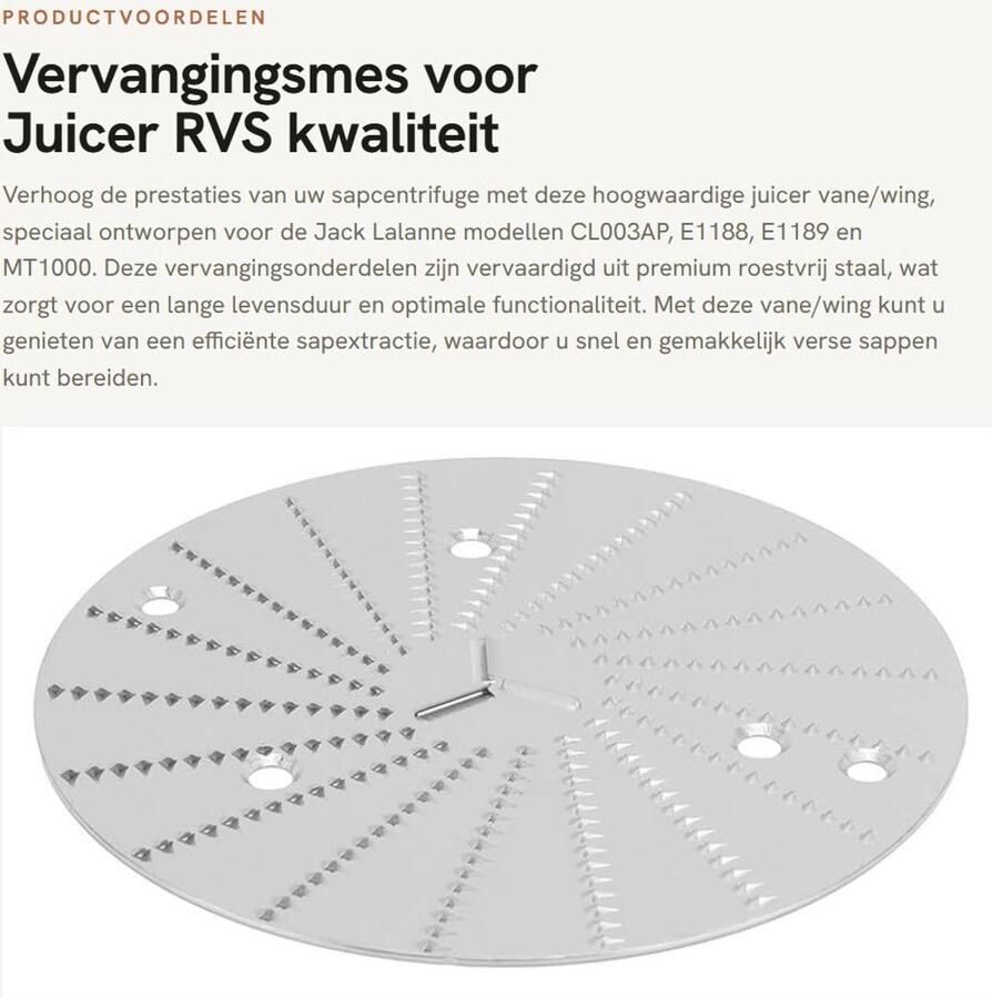 Dailygoods- Juicer Mes Vervanging Vleugel Van Roestvrij Staal Eenvoudige Installatie Compatibel met CL003AP E1188 E1189 MT1000 Professionele Kwaliteit Juicer Onderdeel