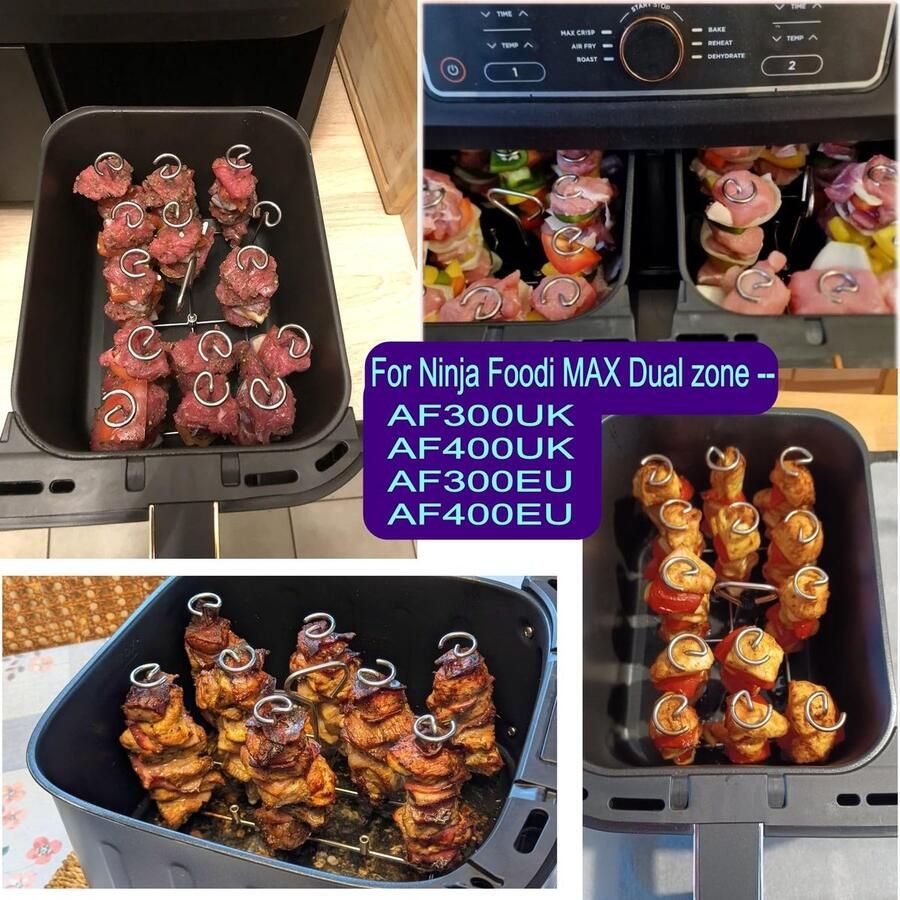 Dailygoods- Kebabspieshouder 2 Stuks Roestvrij Staal Geschikt voor Ninja Foodi MAX Airfryer Accessoires Spiesjesrek Voor Heteluchtfriteuse