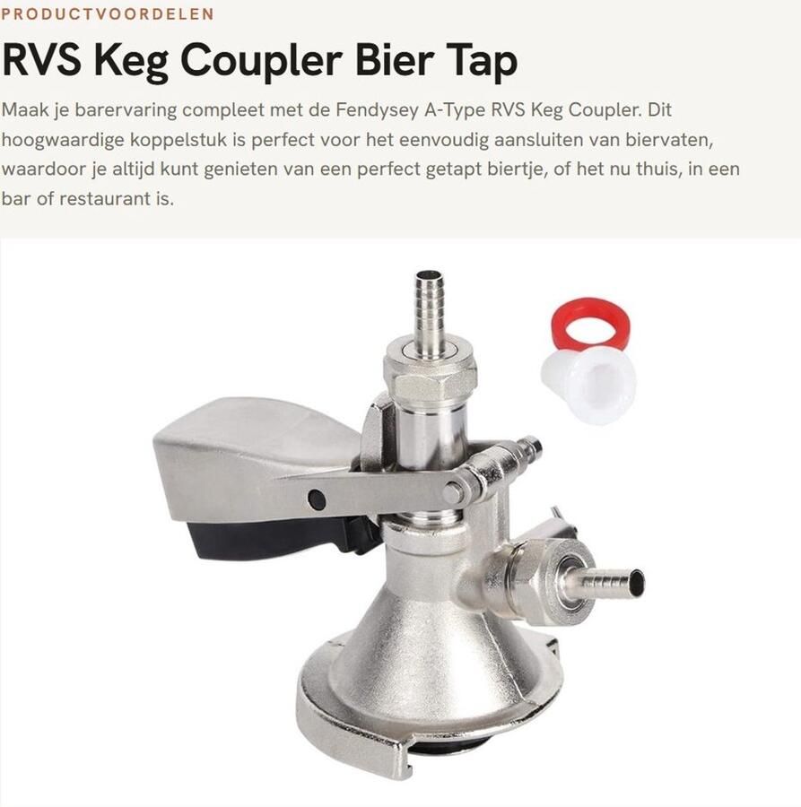 Dailygoods- Keg Coupler A-Type Roestvrij Stalen Keg Connector Bier Tap Coupler Dispenser Accessoire Voor Bar Pub Hotel 17 x 14 cm Bierkraan