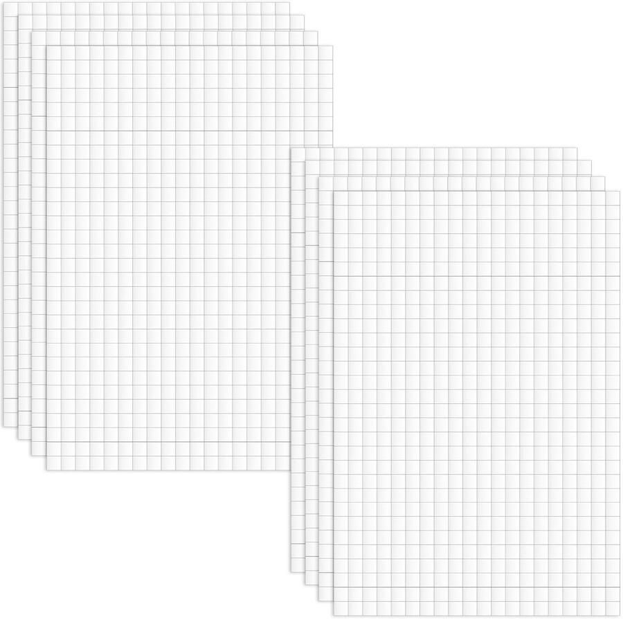Dailygoods- Kleefpads 4800 Stuks Dubbelzijdige Schuimstof Voorgesneden Vierkanten Voor Scrapbook Knutselen Wit 3D-Design Plakpunt