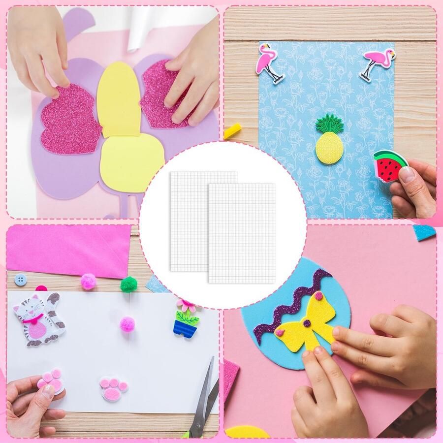 Dailygoods- Kleefpads 4800 Stuks Dubbelzijdige Schuimstof Voorgesneden Vierkanten Voor Scrapbook Knutselen Wit 3D-Design Plakpunt